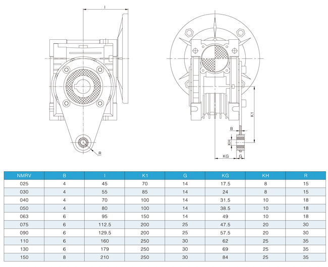 NMRV蝸輪減速機(jī)訂制扭力臂尺寸圖