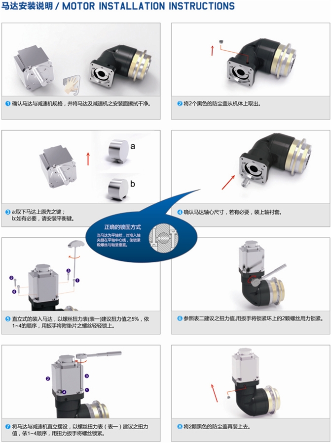 FADR行星減速機馬達安裝說明