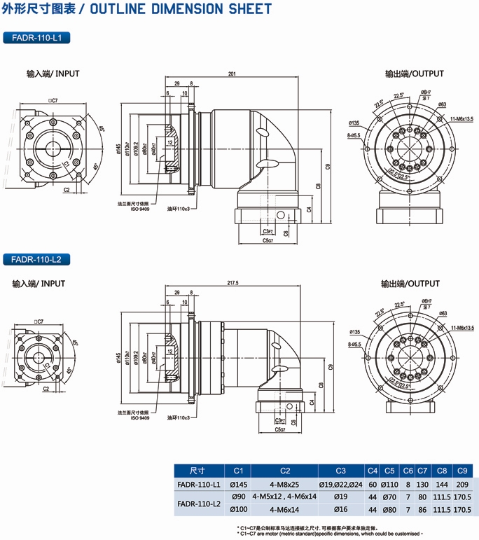 FADR110行星減速機外形尺寸圖