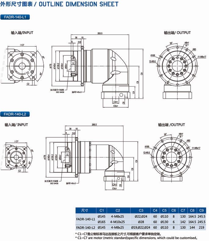 FADR140行星減速機外形尺寸圖