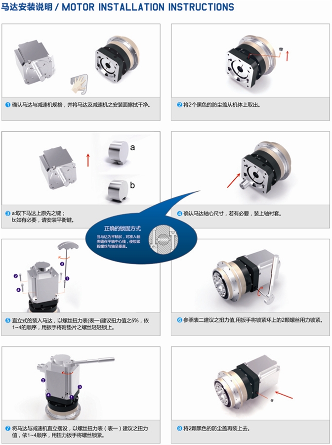 FAD行星減速機(jī)馬達(dá)安裝說明