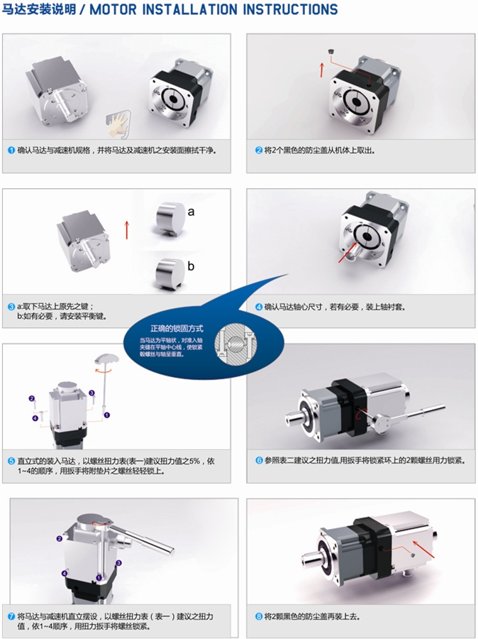 FABZ行星精密減速機馬達(dá)安裝說明