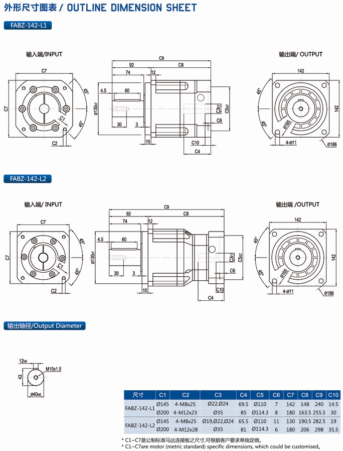 FABZ142型行星精密減速機安裝尺寸圖