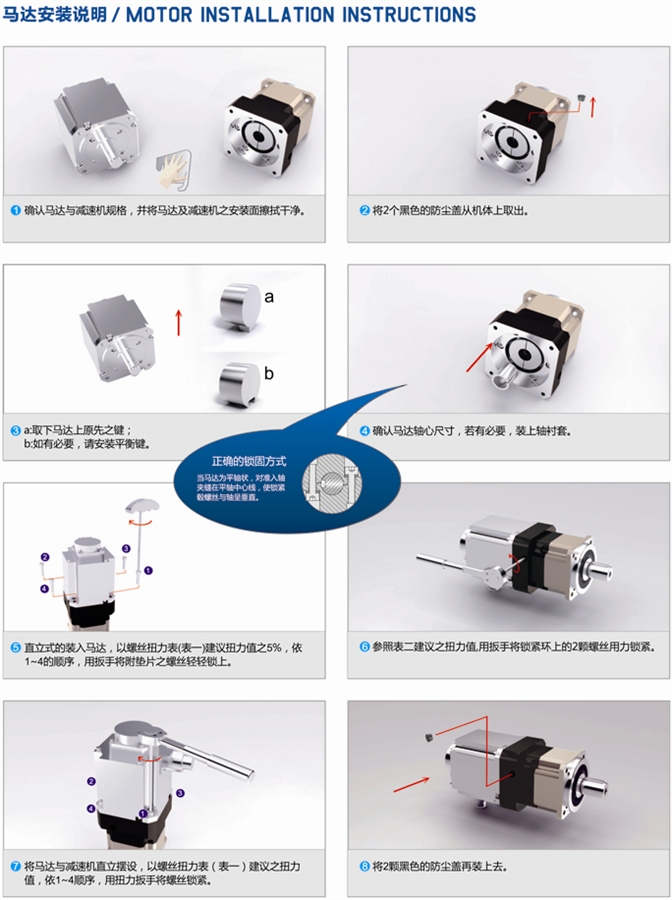 FAB行星精密減速機馬達安裝說明