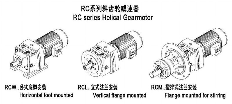 R系列斜齒輪減速機(jī)臥式立式圖