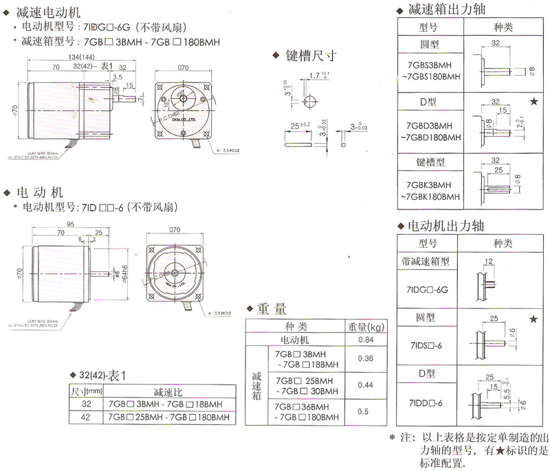 韓國DKM普通異步電動機6W安裝尺寸圖