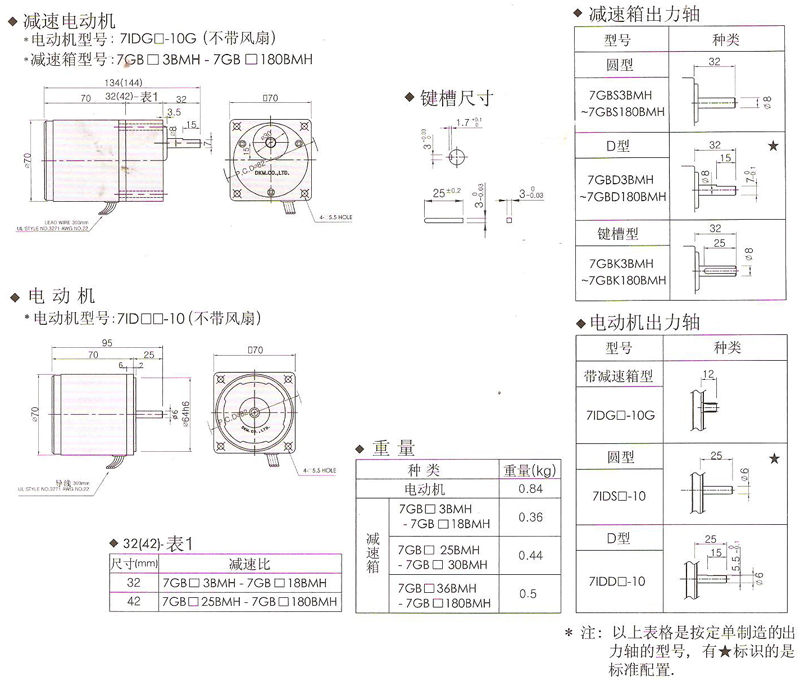 韓國DKM普通異步電動機10W安裝尺寸圖