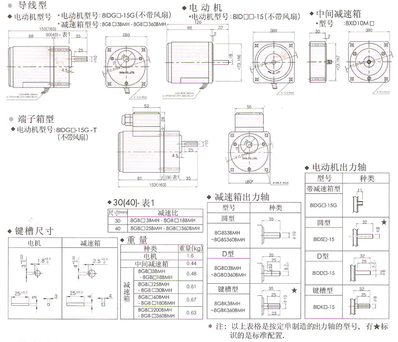 韓國DKM普通異步電動機15W安裝尺寸圖