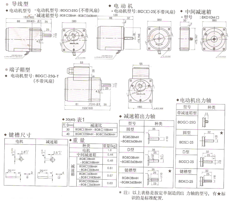 韓國DKM普通異步電動機25W安裝尺寸圖