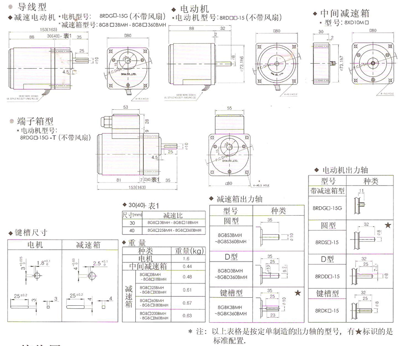 韓國(guó)DKM可逆電動(dòng)機(jī)15W的安裝尺寸