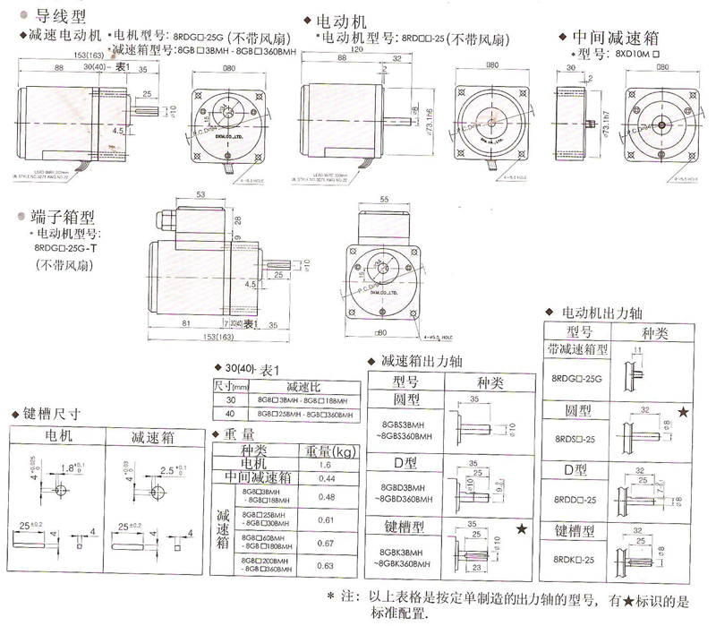 韓國(guó)DKM可逆電動(dòng)機(jī)25W的安裝尺寸