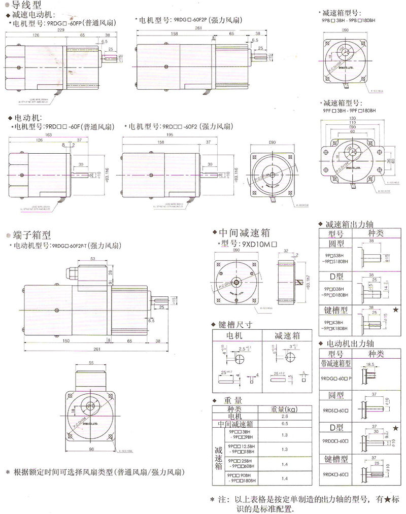 韓國(guó)DKM可逆電動(dòng)機(jī)60WP型減速箱的安裝尺寸