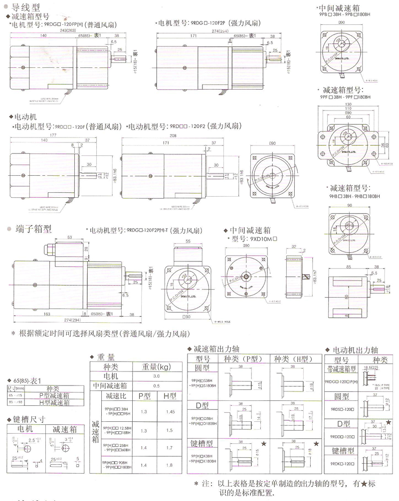 韓國(guó)DKM可逆電動(dòng)機(jī)120W的安裝尺寸